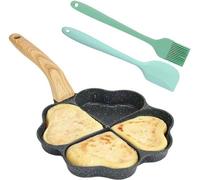 Moule à œufs en forme de cœur avec revêtement antiadhésif, 4 cavités, compatible avec l'induction, set pour un petit-déjeuner créatif