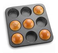 Moule Anti-adhésif, Moule À Petit Pain 9 Cavités-Plateau De Cuisson Antiadhésif En Acier Au Carbone - Compatible Lave-Vaisselle-Pour Petits Pains, Cupcakes & Mini Cakes (32 x 32 cm)