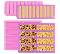 Moule Barre de Céréales, Durable Moule Tablette Chocolat, Moule de Cuisson | 4PCS Antiadhésif Moule Silicone Rectangulaire pour Cheesecake Pudding Bonbons Gelées Savon Beurre (Rose, Violet)
