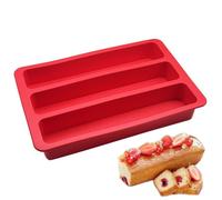 Moule Cake Apéro Silicone Alimentaire 3 Cavités Antiadhésif Rectangulaire 29x19 cm pour Pâtisserie et Pavé Apéritif Rouge
