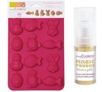 Moule Chocolats de Pâques + 1 poudre alimentaire irisée dorée Multicolore G