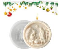 Moule Crèche De Noël - Moules Religieux Naissance de Jésus,Moules Christmas 3D Ronds Artisanaux | Pour Bougies Plâtre Fondant Résine Gypse Chocolat Savon Décoration