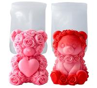 Moule de Bougie,Bear-Shaped Candle Mold,bougies à faire maison Ourson pour la Bougies parfumées, cadeaux de Noël,cadeaux de Saint-Valentin,moule a savon Artisanat en Résine cadeaux d'anniversaire(S+S)