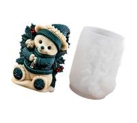 Moule de cire de décoration, forme de bougie d ' ours de Noël en silicone, relief de 3D détaillé, fourniture de fabrication d ' accents de table réutilisables, forme de cire de vacances, outil