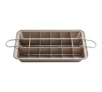 Moule de cuisson doré avec séparateurs, plaque antiadhésive à 18 compartiments pour four, moule à cake en acier inoxydable pour gâteaux et muffins, 31 x 19,6 x 4,1 cm, démoulage et nettoyage faciles