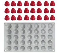 Moule de cuisson en silicone 3D en forme de framboise - 35 moules anti-adhésifs, convient pour le chocolat, le fondant, les bonbons, la gomme, la gelée, la crème glacée, les mini-bougies - essentiel p