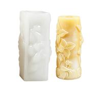 Moule de moulage cylindrique en Silicone avec Relief floral surélevé pour les projets de cire de pilier, sortie créative à domicile