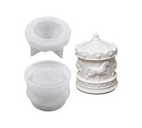 Moule de pot de bougie avec couvercle, ensemble de moules de moulage de récipient de carrousel en silicone pour cire, résine, gypse et ciment, moule de récipient décoratif en relief pour décoration à