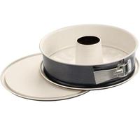 Moule démontable 28 cm avec fond plat et fond tubulaire - Moule avec protection contre les fuites et revêtement antiadhésif ILAG - Crème/Anthracite.