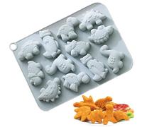 Moule dinosaure - 12 cavités en résine pour décoration de cookies - Moules dinosaures pour décoration de gâteaux, cupcakes, bonbons, pâte à sucre, pâte à sucre, argile