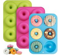 Moule donuts silicone - Lot de 3 - 6 cavites antiadhesif sans BPA - Pour cake factory et beignets