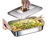 Moule en acier inoxydable pour four Terrine avec couvercle et | Moule rectangulaire pour gâteaux, biscuits, lasagne, gratin, pizza, four, cuisine, maison, fête