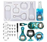 Moule en résine pour ouvre-bouteille, moules en silicone pour ouvre-bouteilles avec accessoires en acier inoxydable pour porte-clés DIY, outil de bière, artisanat (ouvre-bouteille) Taille UniqueSilico
