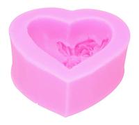 Moule en silicone 3D en forme de cœur, fleur de rose, gâteau d'amour, chocolat, savon, bougie, kit de fabrication pour pâtisserie, artisanat, rose, 6,5 x 3 cm