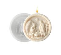 Moule en silicone 3D rond pour crèche de Noël | Moule en résine pour fabrication de bougies, savon, cire, fondant, chocolat, salon, fenêtre, cheminée, chambre, bureau