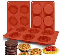 Moule en silicone à 6 cavités pour mini tartes, moule à tarte, plateau à tarte, convient pour la cuisson de tartes, gâteaux, gaufres, chocolats, biscuits, muffins, tasses de beurre de cacahuète, quich