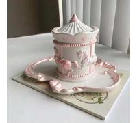 Moule en silicone à carrousel rotatif avec plateau à bordure de dentelle vintage, moule de coulée en résine époxy et ciment pour conteneur de bijoux DIY, décoration d'intérieur et artisanat en plâtre