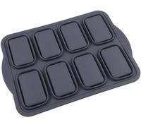 Moule en silicone avec 8 compartiments et cadre en acier inoxydable, antiadhésif, pour mini-moules, brownies et pain, résistant à la chaleur jusqu'à 230°C, lavable au lave-vaisselle, de couleur grise