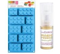 Moule en silicone briques + Poudre alimentaire irisée dorée Multicolore G
