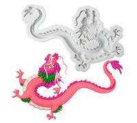 Moule en silicone Dragon Zodiaque - 17,8 x 11,6 x 1,5 cm | Biscuits pour biscuits fondants en résine avec dragon volant de style chinois | pour la fête du festival de la décoration