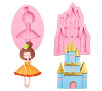 Moule en silicone en forme de château de conte de fées pour fondant, ballet, princesse, chocolats, conte de fées de Cendrillon, moules à pâtisserie pour décoration de gâteaux, cupcakes, pâte à sucre