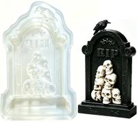 Moule en silicone en forme de corbeau pour Halloween, pierre tombale, chocolat, fondant, bougie pour savon, décoration de fête d'Halloween