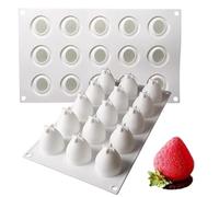 Moule en silicone en forme de fraise à 15 cavités pour la cuisson, moule à fraises réutilisable antiadhésif de qualité alimentaire pour gâteaux la mousse, chocolats, gelées et travaux man