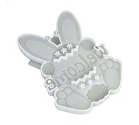 Moule en silicone en forme de lapin - Moule en plâtre - En résine époxy - Pour bricolage - Décoration suspendue - Plaque de Pâques
