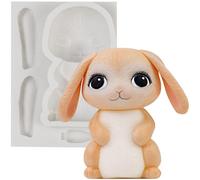 Moule en silicone en forme de lapin pour décoration de gâteau, décoration de cupcakes, artisanat en argile 10,2 cm