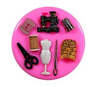 Moule en silicone Fairie Blessing pour décoration de gâteau - Design de ciseaux, mannequin et accessoires de couture - Pour pâtisseries et glaçage