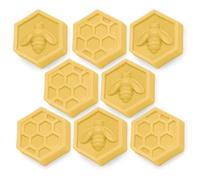 Moule en silicone hexagonal pour savons au miel | 8 mini pastilles avec motifs abeille et nid d'abeille | Flexible et résistant | Manuel de recettes inclus