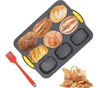 Moule en silicone, moule à baguette à 9 alvéoles, moules en silicone antiadhésifs, plateau de cuisson en silicone pour pain et petits pains (noir)