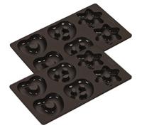 Moule en silicone pour biscuits de Noël - Moule à biscuits de Noël - Motifs : étoile, cœur et bonhomme de pain d'épices - 17 x 30 cm - Marron