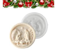 Moule en silicone pour crèche - Décorations de Noël pour crèche 3D | Moule à fusion de plâtre réutilisable | Design Jésus rond | Pour salon, table, chambre