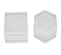Moule En Silicone Pour Dessous De Verre, 8 Pièces, 4 Pièces Carrées, 4 Pièces Hexagonales, Support Inférieur Empêche La Déformation, Moules Pour Moulage