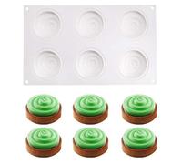 Moule en silicone pour muffins, 6 cavités, motif texturé en forme de vagues, couleur blanche, idéal pour la pâtisserie maison et la préparation de desserts