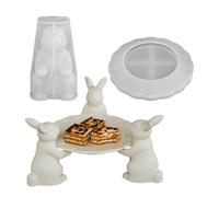 Moule en silicone pour plateau lapin - Décoration pour la maison en silicone 3D, moule pour lapin de Pâques, plateau pour bonbons, fruits, fête d'anniversaire, Thanksgiving