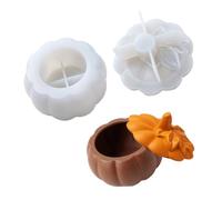 Moule en silicone pour récipient citrouille avec couvercle en relief | Moule flexible en deux parties pour résine, plâtre, cire de bougie, savon fait main et projets domestiques