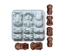 Moule en silicone pour voiture de course - Bac à glaçons antiadhésif, 15,9 x 15,3 x 2,4 cm, moule en silicone rose bleu, réutilisable à 9 cavités à dégagement facile, assiette à savon au chocolat