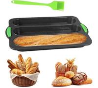 Moule en silicone Unyqoos® avec 3 cavités pour baguettes et petits pains, antiadhésif, avec poignées antidérapantes, compatible avec le four, le micro-ondes, le lave-vaisselle et le congélateur, de -4