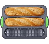 Moule en silicone Unyqoos® avec 3 rainures pour baguettes et petits pains – adapté au contact alimentaire, SGS, résistant à la chaleur jusqu'à 230°C