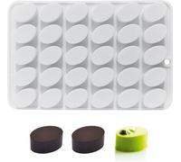 Moule en silicone Unyqoos® avec 30 cavités cylindriques, dimensions 21,8 x 14,5 x 1,5 cm, cavités de 3,0 x 1,9 cm, antiadhésif, résistant de -40°C à 230°C, compatible avec le lave-vaisselle