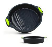Moule Gateau Silicone Rond 25cm, 9 Pouces Antiadhésif Moule à Gateau Réutilisable, Dégagement Rapide Moule Silicone Patisserie Rond pour Gâteaux étagés, Cheesecakes et Gâteaux arc-en-ciel (Gris Foncé)