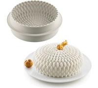 Silikomart Moule à gâteau silicone Modern HONORÉ antiadhésif Design 3D Ø195×70 mm 1600 ml Gris clair