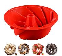 Moule Kouglof Silicone - Gâteau Rond, Air Fryer, Cookeo, Alsacien, Bundt Cake - 24,5x9cm (Rouge)