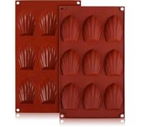 Moule Madeleine Silicone Classique 9 Cavités, 2pcs Plaques Moule a Madeleine pour Chocolat, Muffin (Brun)