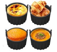 Moule Muffin Air Fryer Silicone 4 Pièces Ramequin Moule Gâteau Air Fryer | Moules Individuels Réutilisables pour Friteuse à Air Chaud Cuisson de Muffins Gâteaux Tartes Œufs et Desserts