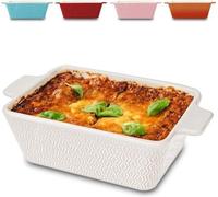 Moule ovale en céramique pour 2 personnes – pour lasagnes, tiramisu et autres plats ovales – à bords très hauts – de forme carrée – blanc.