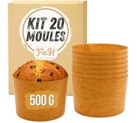 Moule Panettone Haut 500g, 20 pièces - Moules Professionnels en Papier Naturel en Cellulose Pure, Formes de Cuisson pour Panettones, Résistant à la Chaleur jusqu'à 200°C