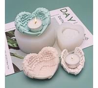 Moule Porte-Bougie En Forme De Coeur D'ange, Bricolage, Gâteau D'aromathérapie, Fondant, Savon À La Main, Plâtre En Argile, Artisanat V2c2
